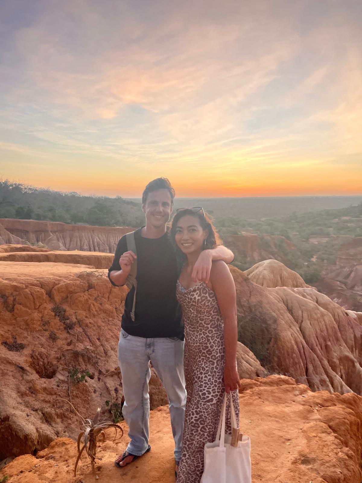 Happy guests at Marafa Hell's Kitchen sunset with Mose
